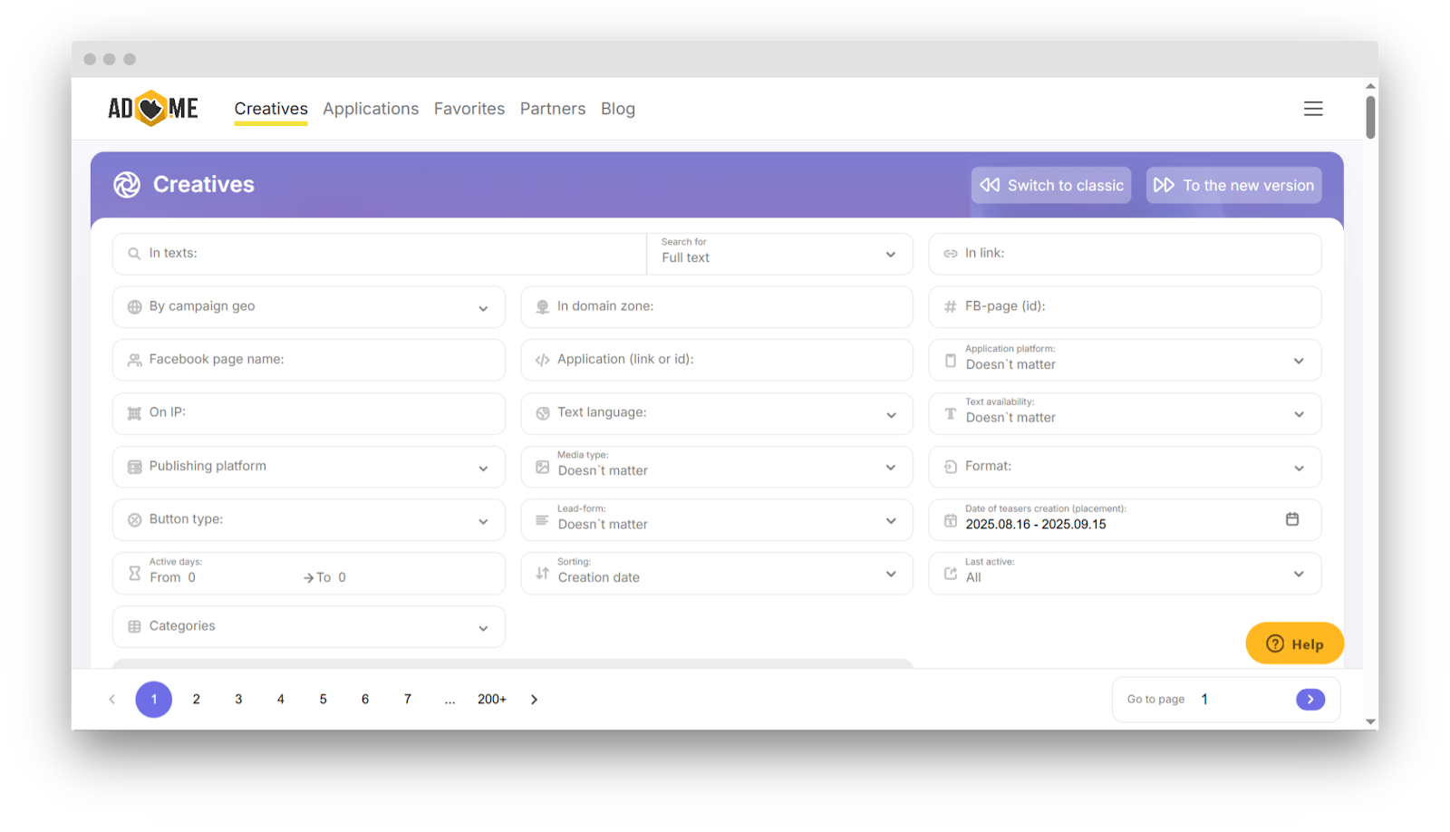 Creative search in Adheart