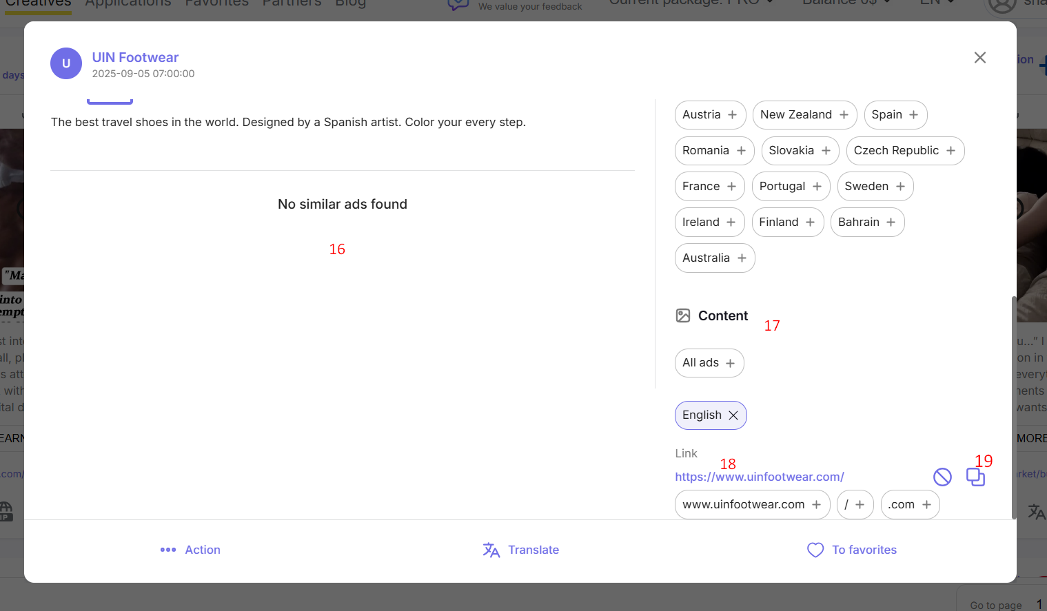 detalhes do criativo no Adheart